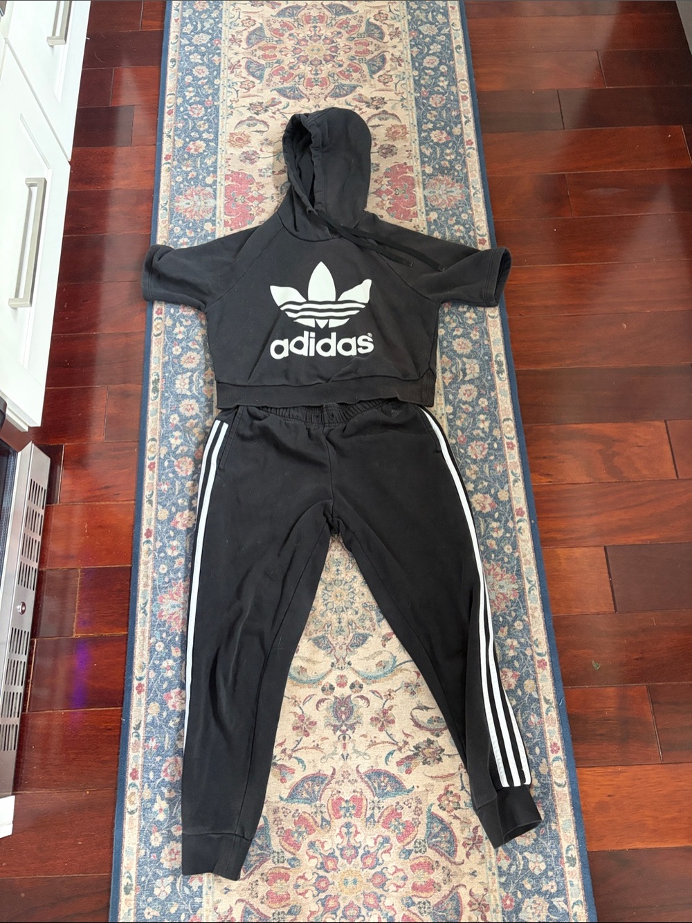 adidas Black women’s Jogger Sweatpants with White Side Stripes